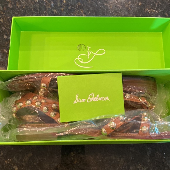 Sam Edelman Studded Strappy Eavan Sandal NIB Sz 7.5 Spiced Clay (Brown/Gold) - Picture 3 of 10